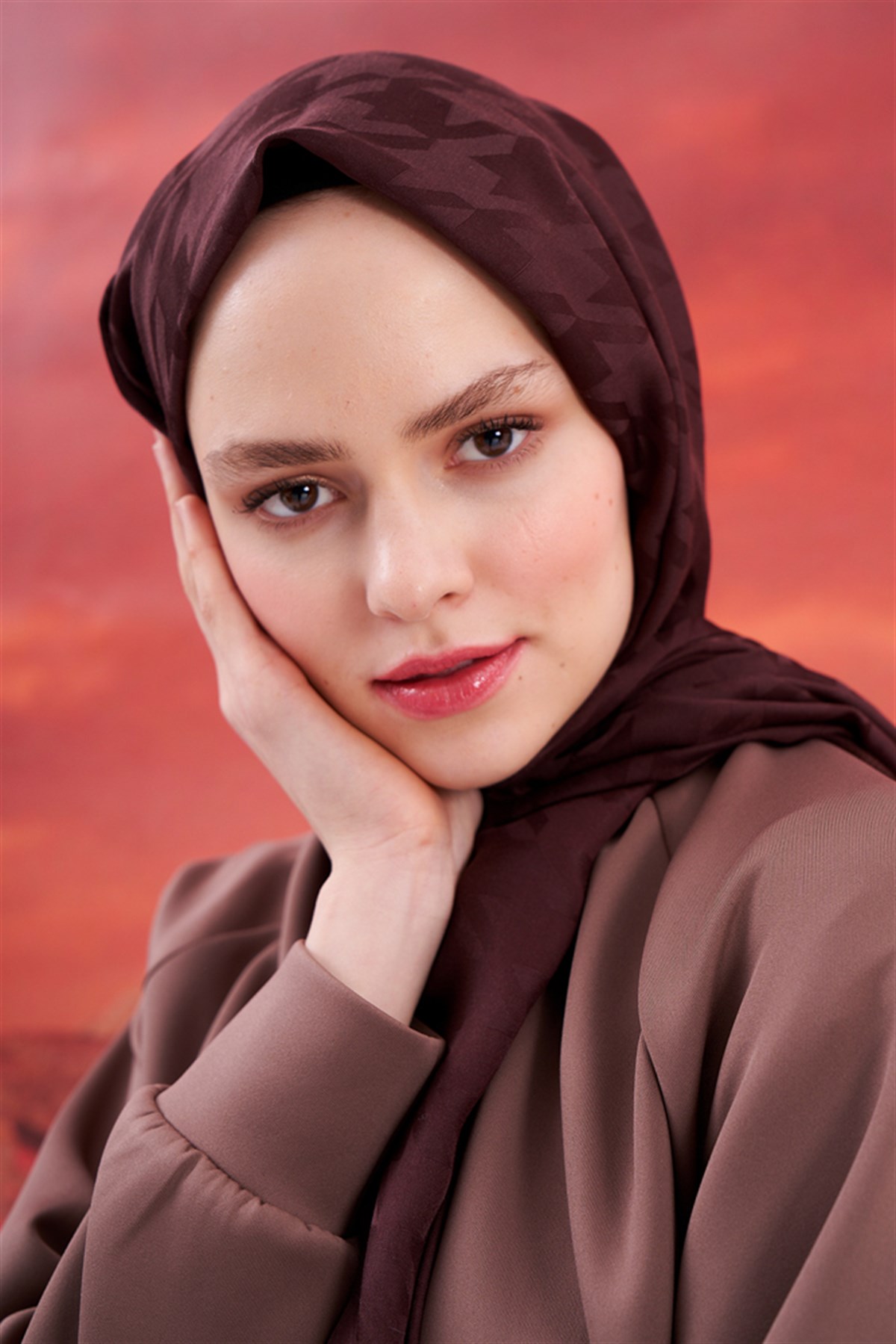 Kazayağı Jakar İtalyan İpekli Şal Acı Kahve
