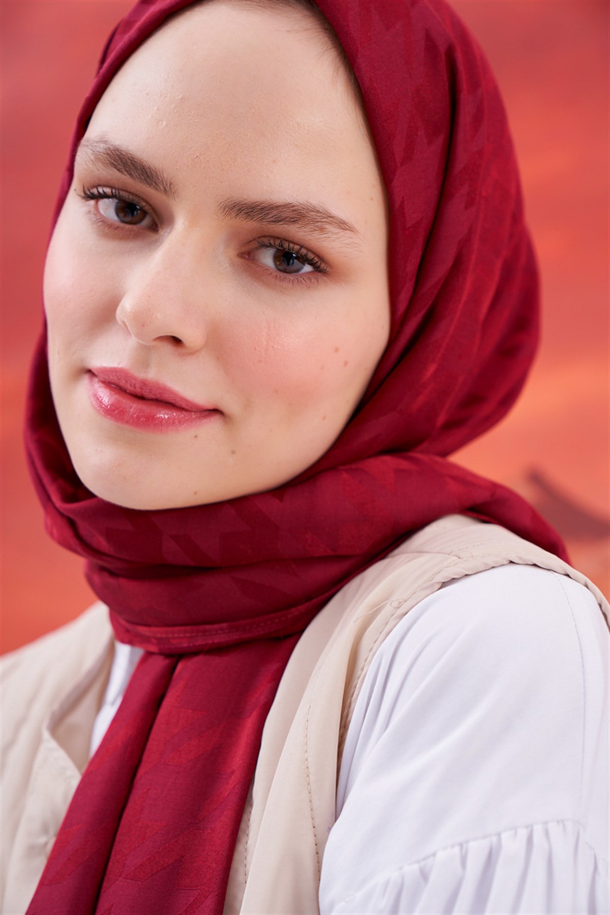 Kazayağı Jakar İtalyan İpekli Şal Bordo