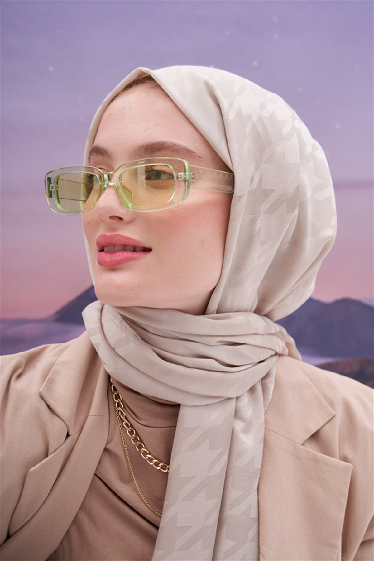 Kazayağı Jakar İtalyan İpekli Şal Camel