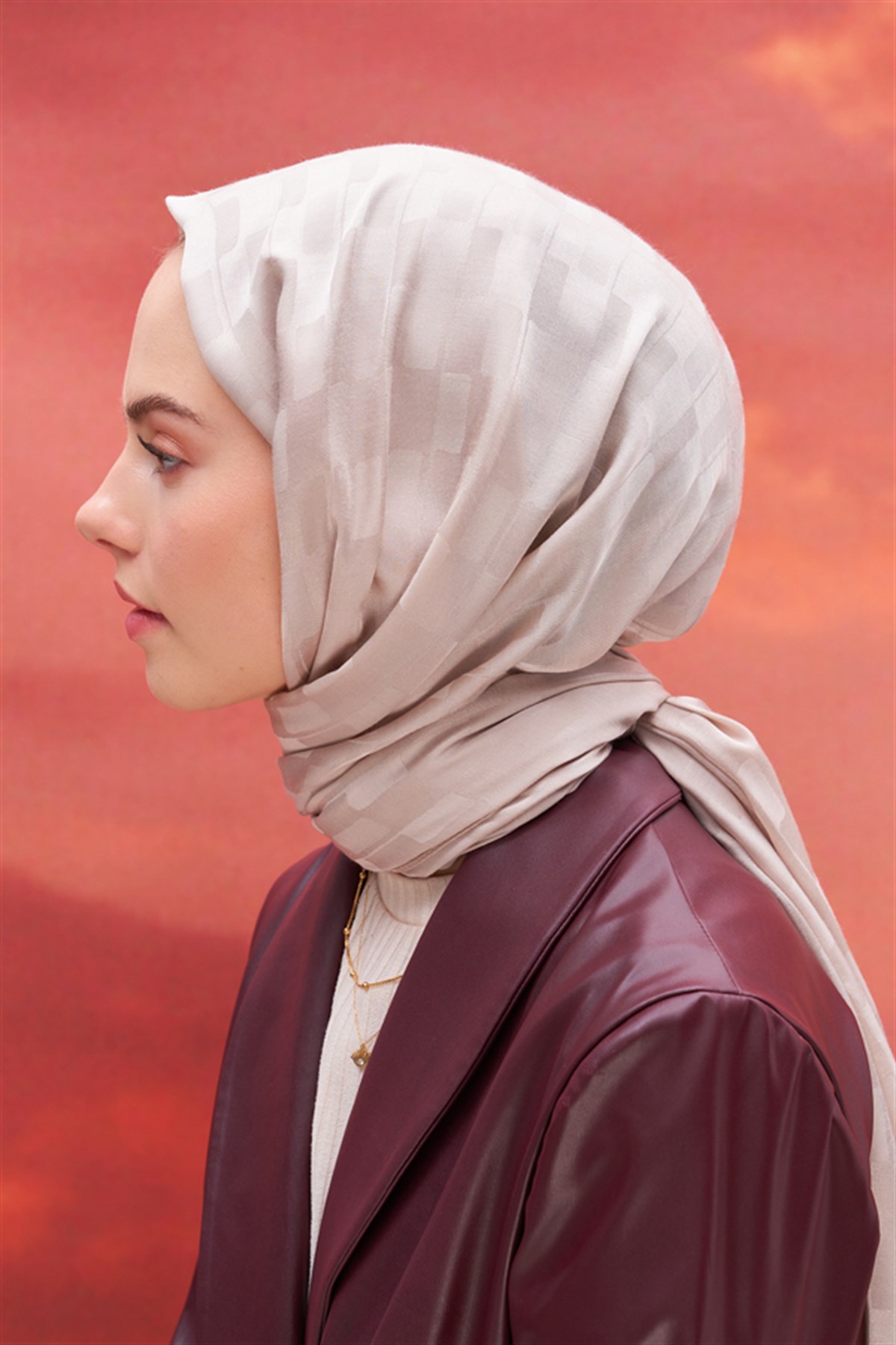 Küpçizgi Jakar İtalyan İpekli Şal Camel