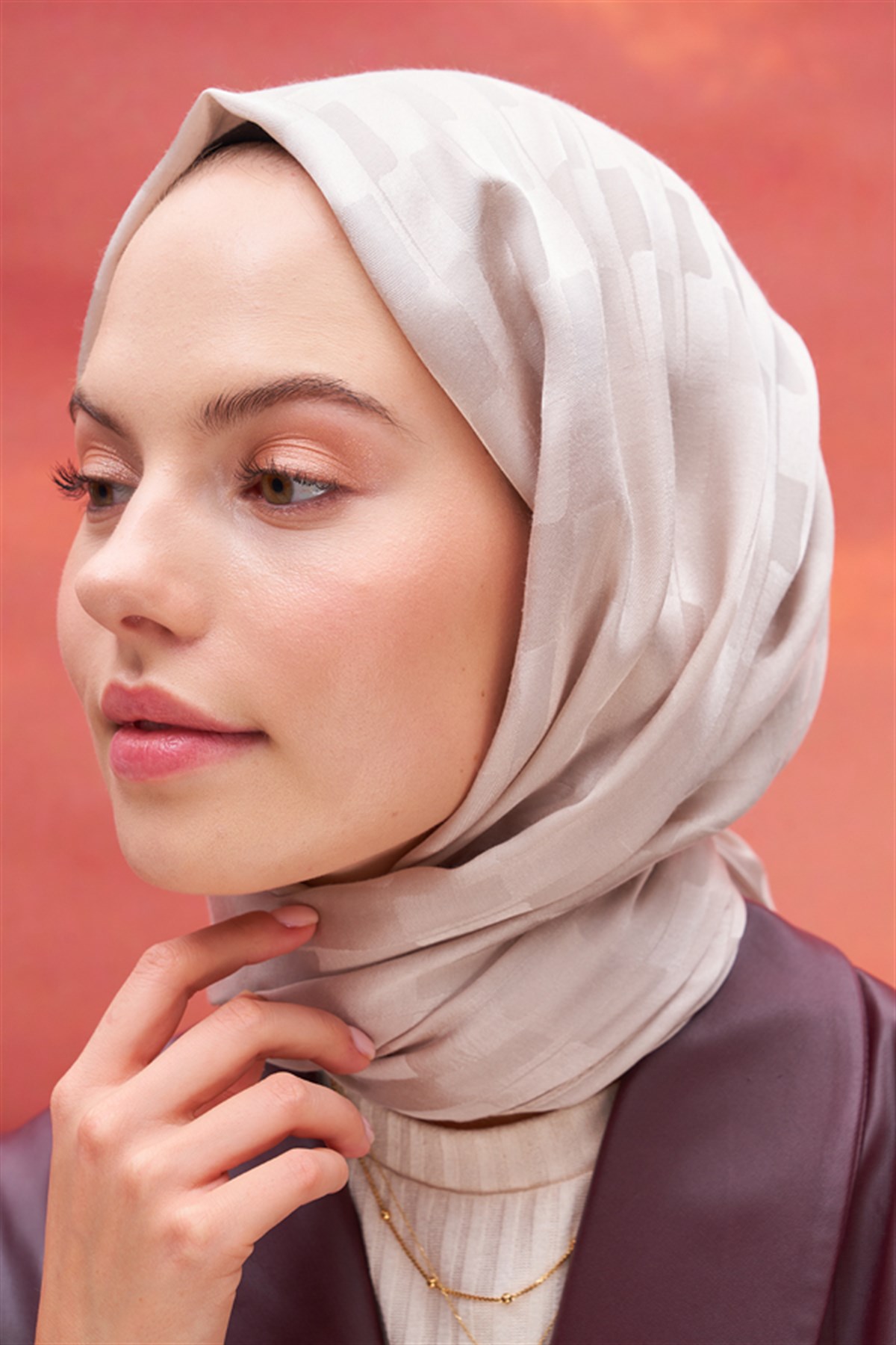 Küpçizgi Jakar İtalyan İpekli Şal Camel