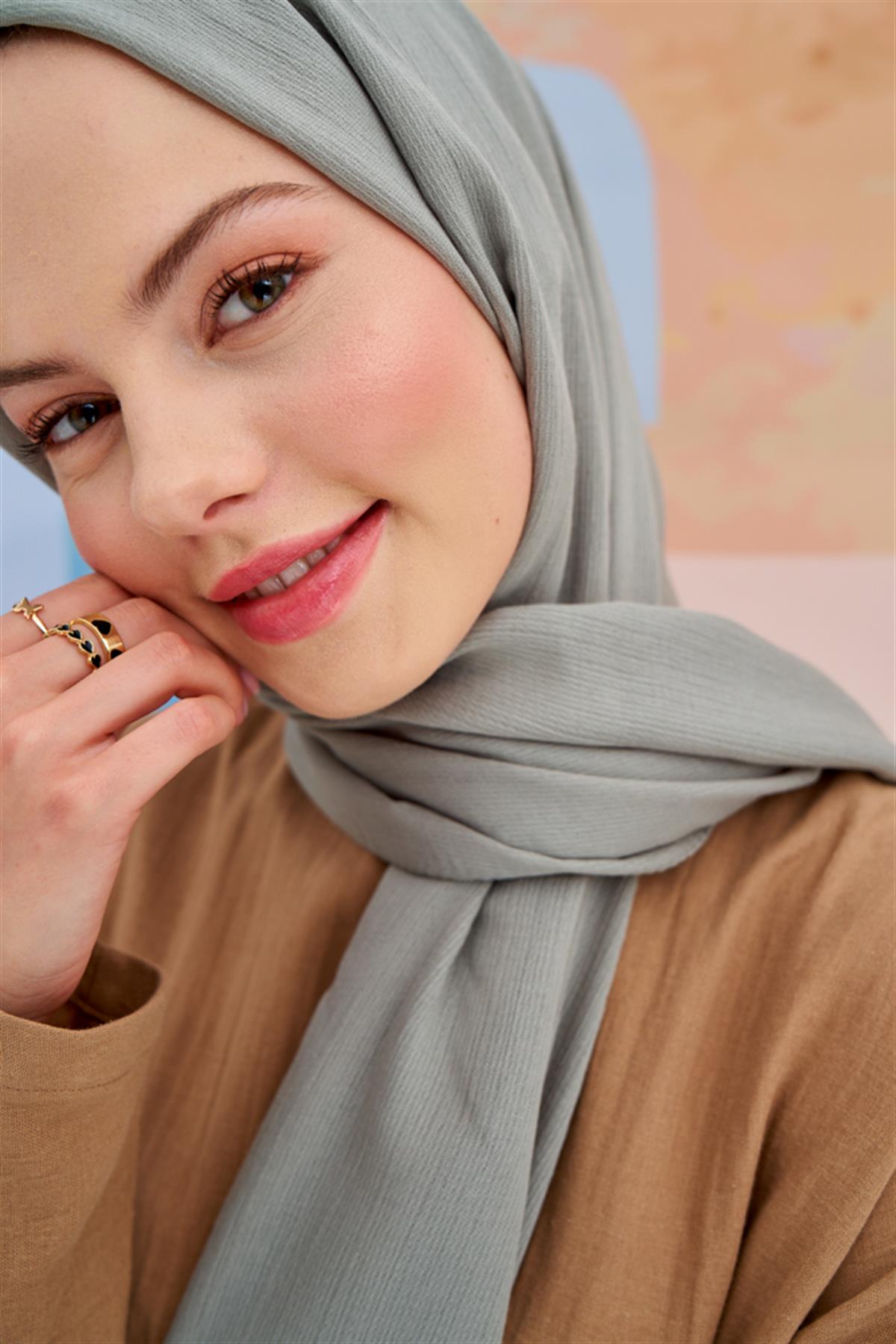 Lien Örme Şal Açık Gri