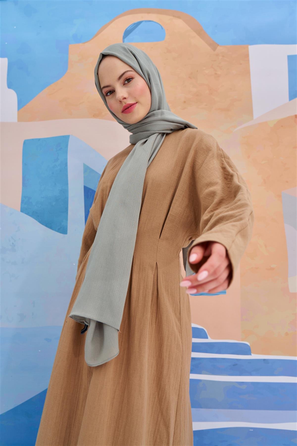 Lien Örme Şal Açık Gri