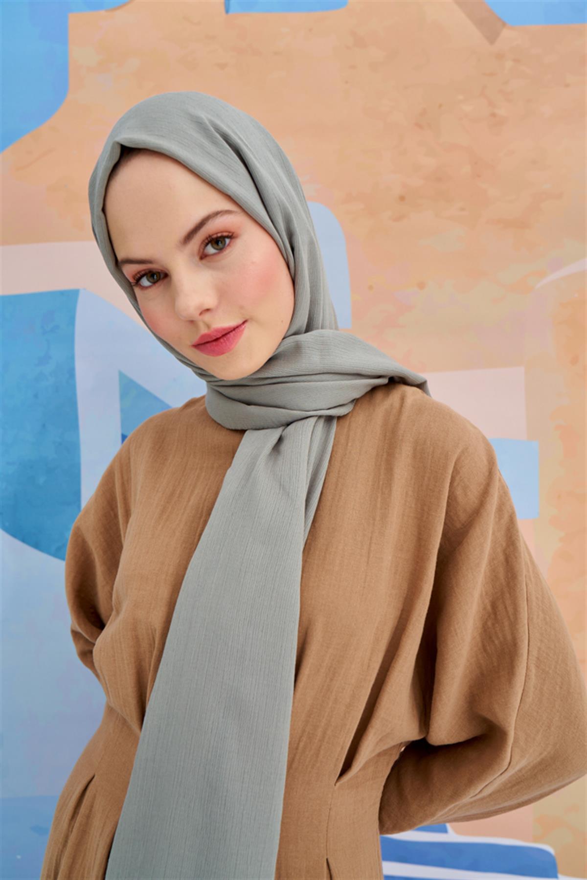 Lien Örme Şal Açık Gri