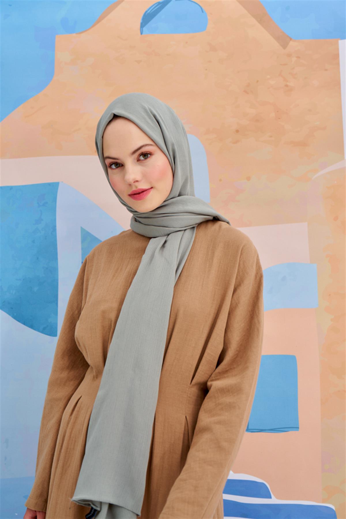 Lien Örme Şal Açık Gri