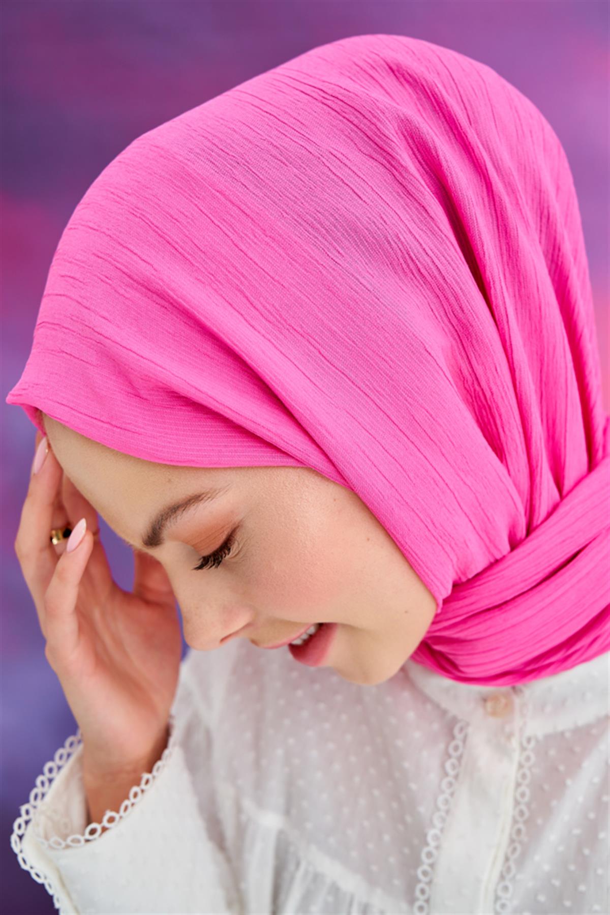 Lien Örme Şal Koyu Pembe