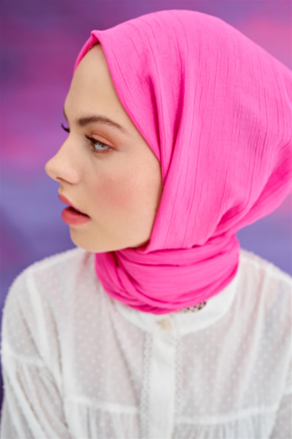 Lien Örme Şal Koyu Pembe