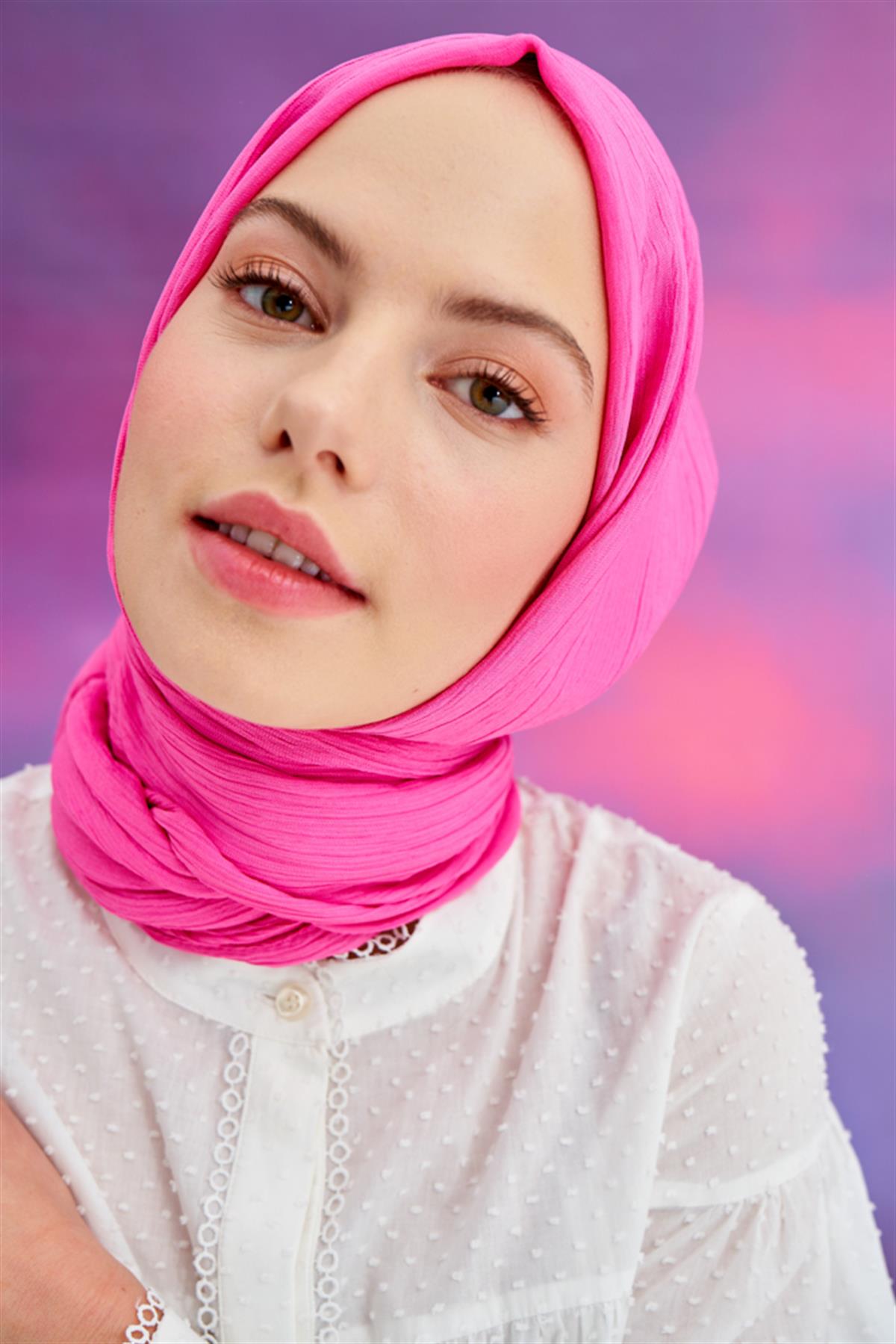 Lien Örme Şal Koyu Pembe