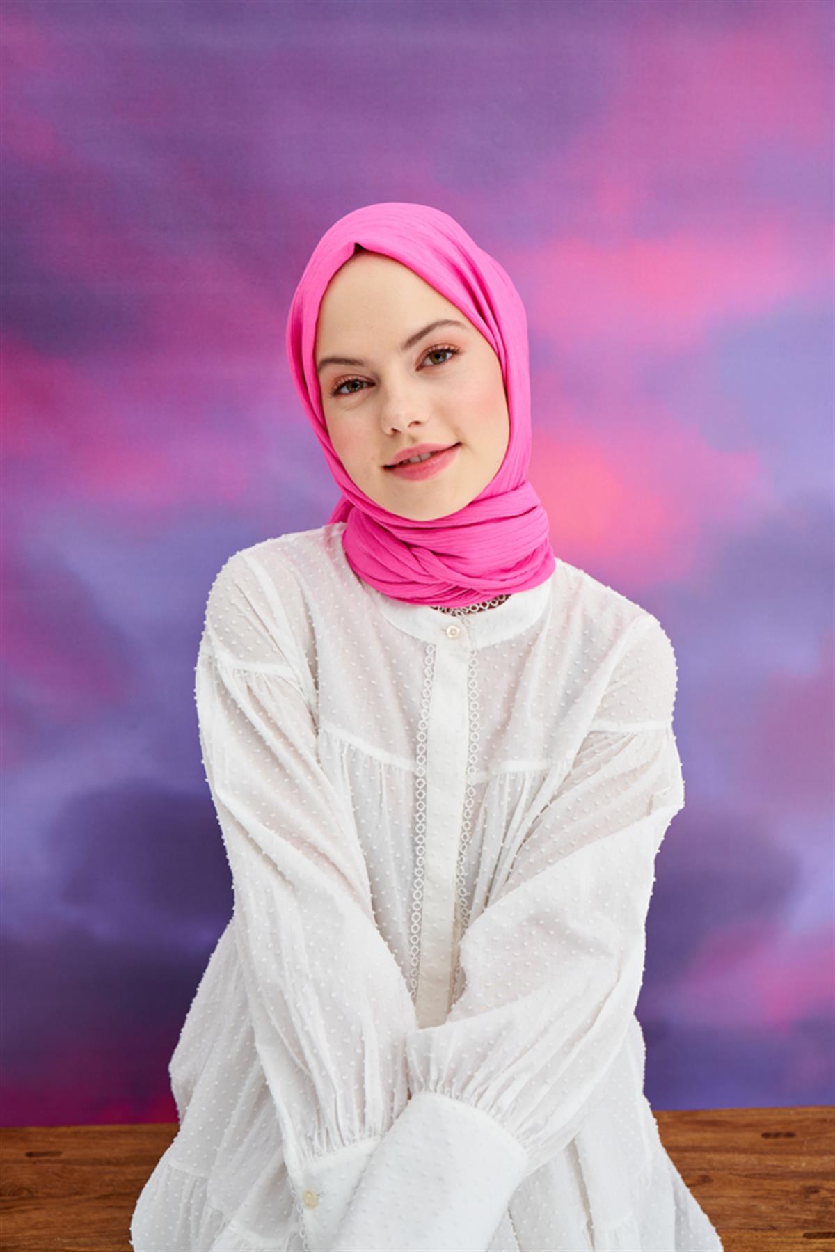 Lien Örme Şal Koyu Pembe