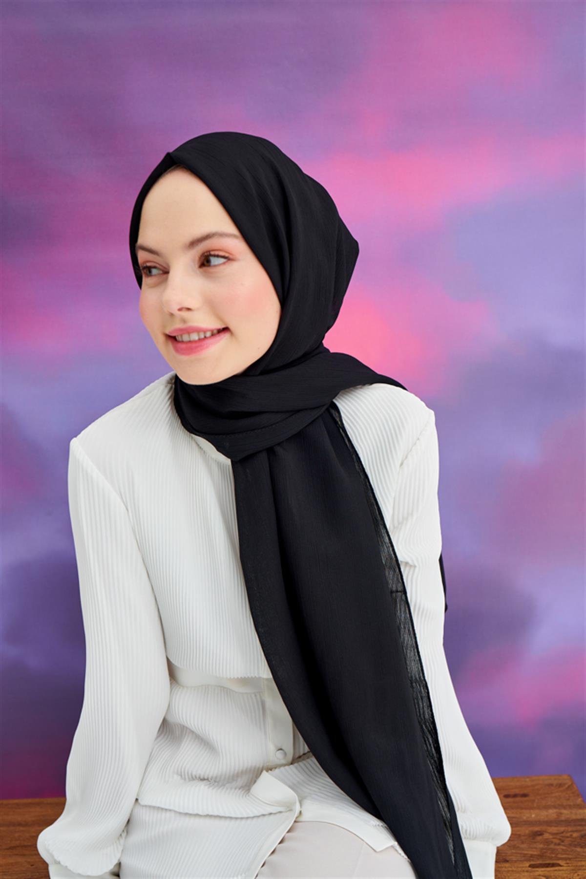 Lien Örme Şal Siyah