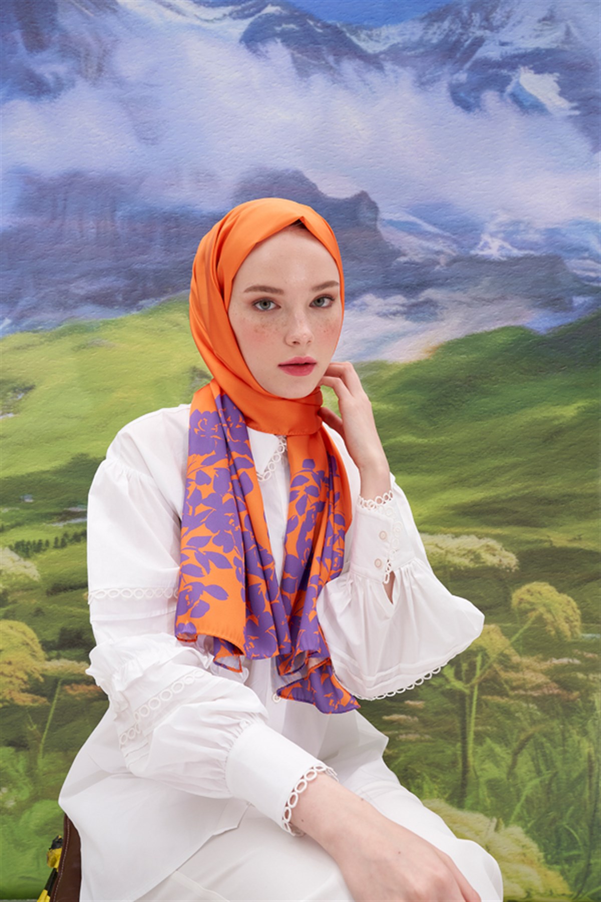 Liza Turuncu Twill Şal