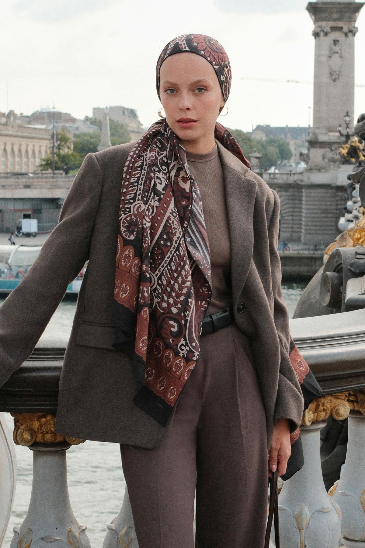 Mocha Dream Comfy İpek Şal Kahve