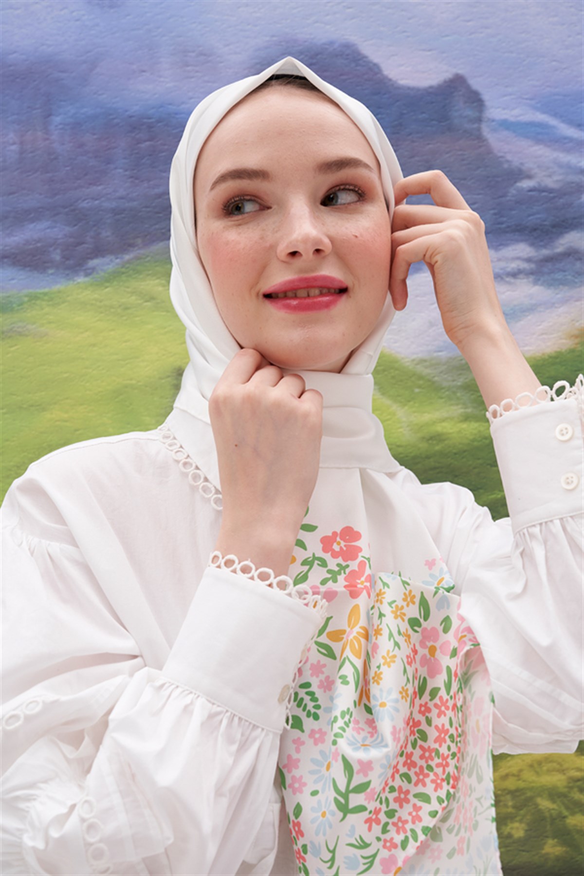 Monika Kırık Beyaz Twill Şal