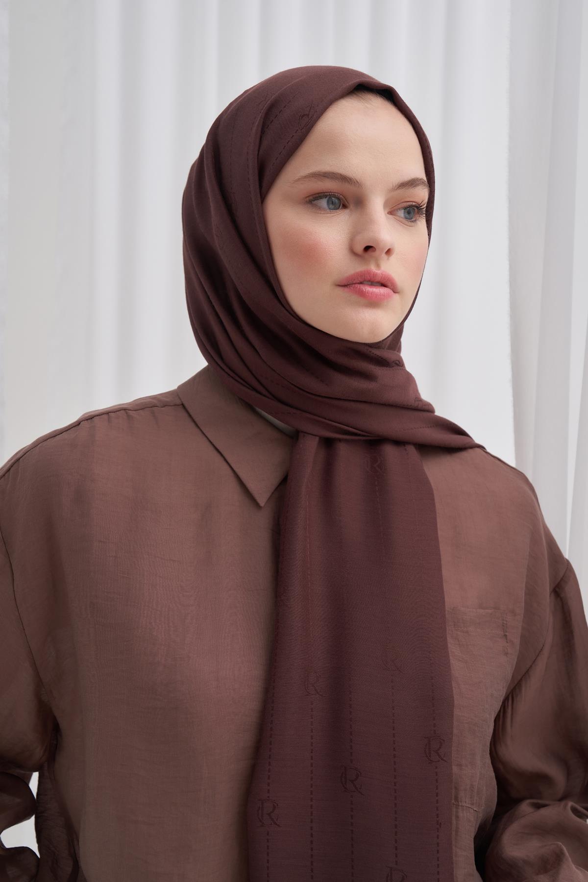 Monogram Jakar İtalyan İpekli Şal Acı Kahve