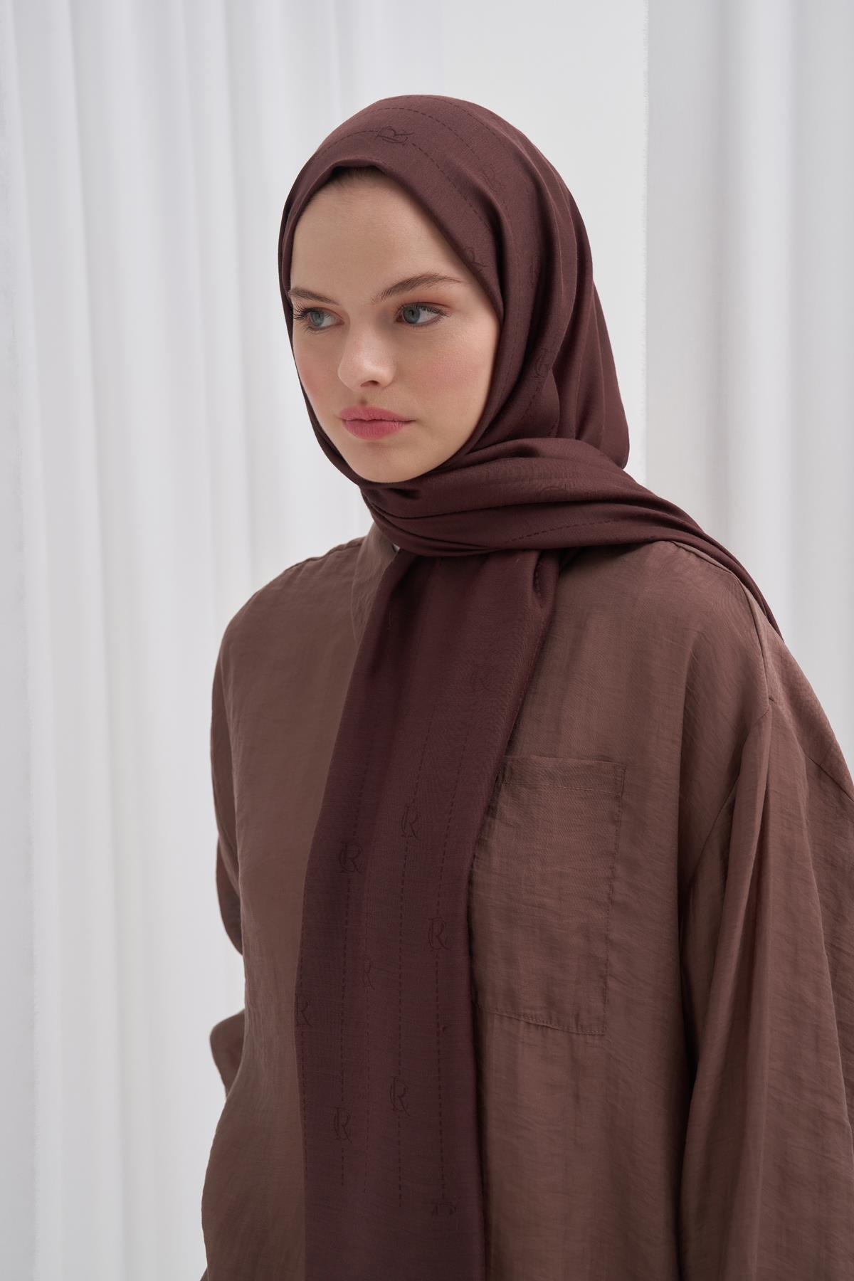 Monogram Jakar İtalyan İpekli Şal Acı Kahve