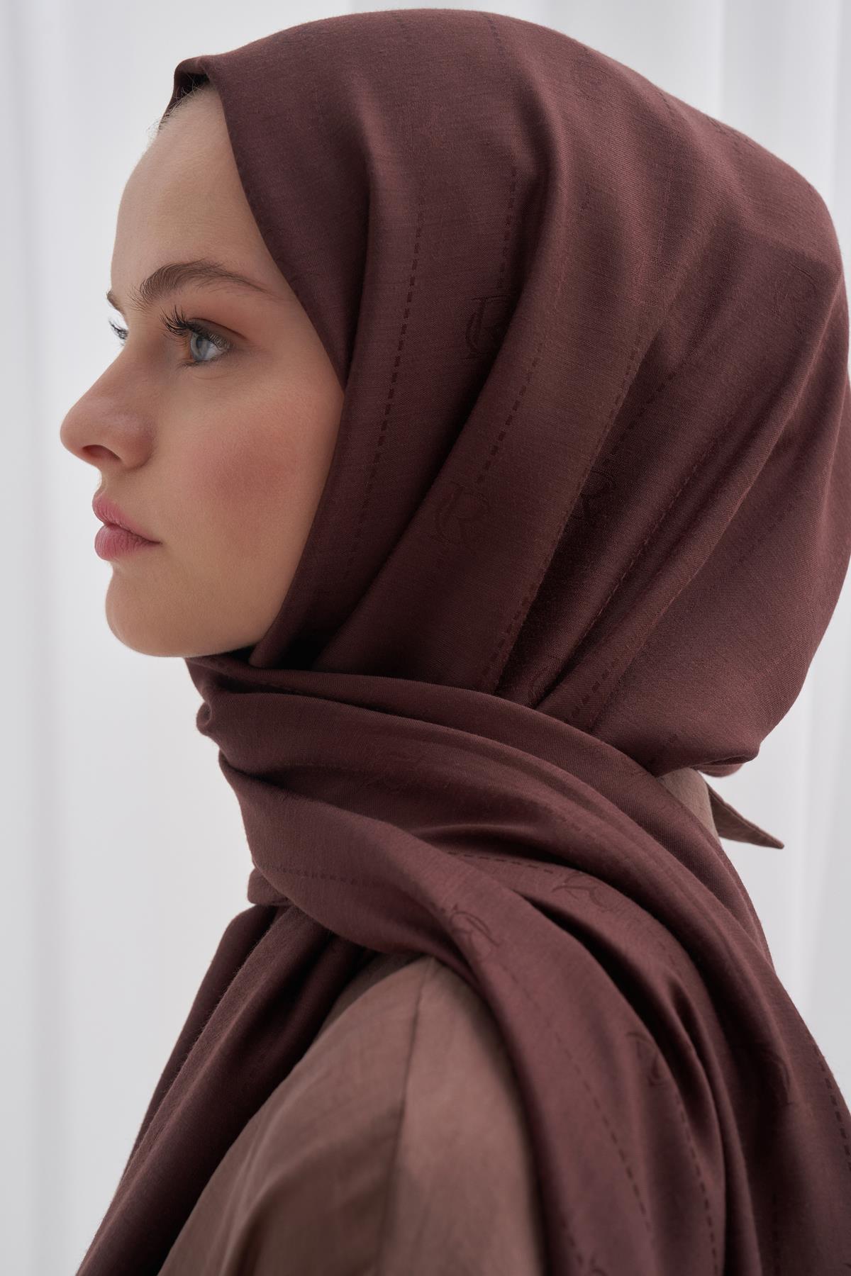 Monogram Jakar İtalyan İpekli Şal Acı Kahve