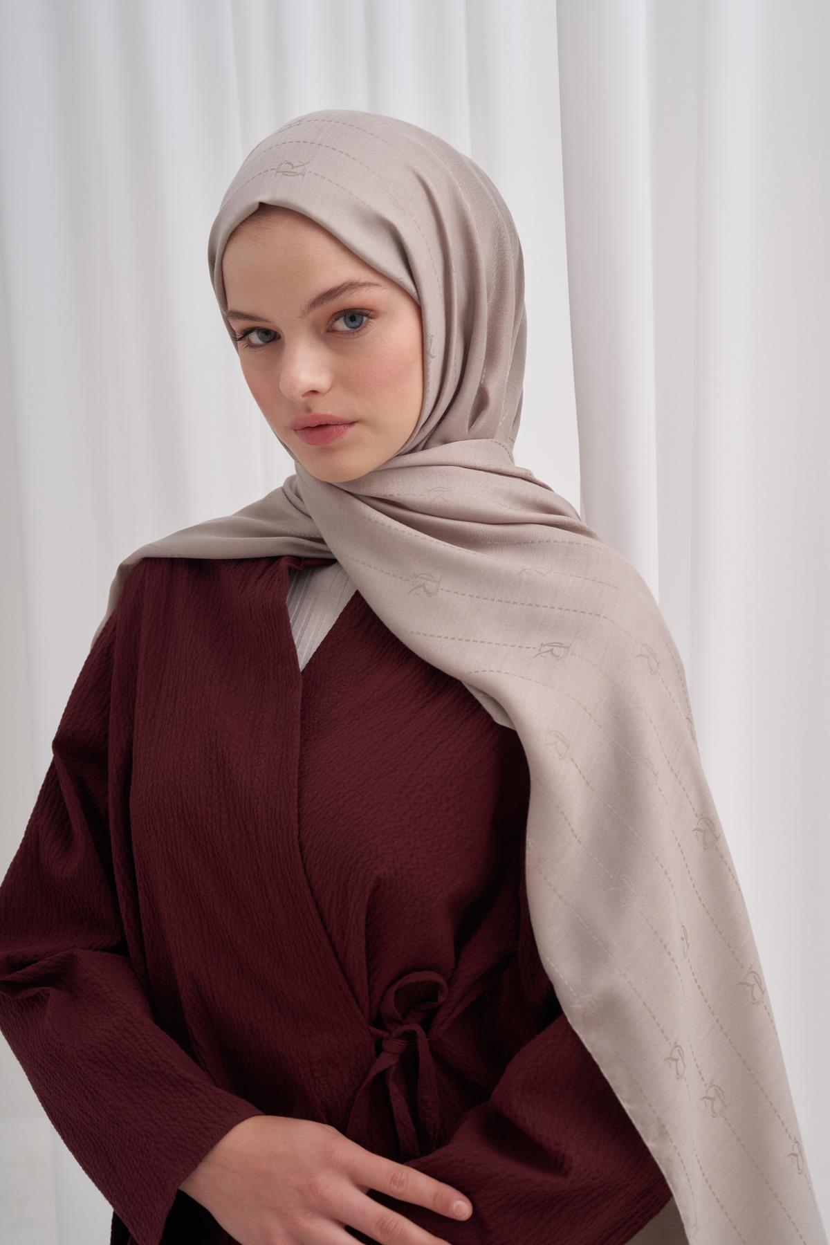 Monogram Jakar İtalyan İpekli Şal Füme