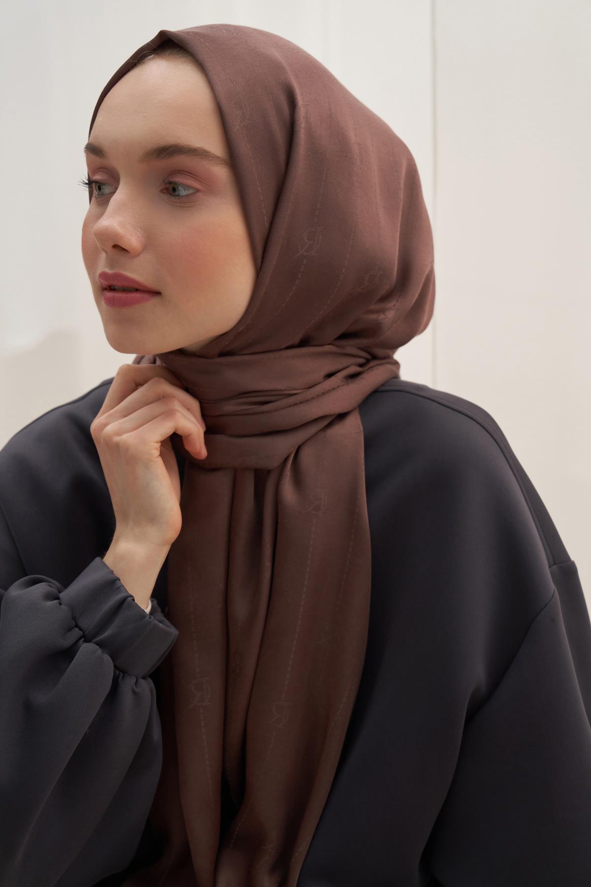 Monogram Jakar İtalyan İpekli Şal Soft Kahve