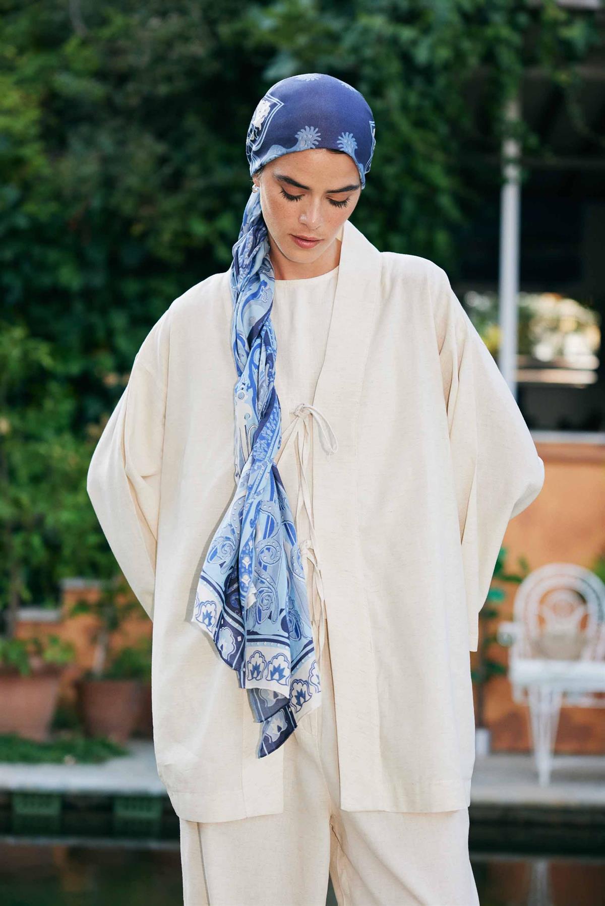 Navy Nightfall Comfy İpek Şal