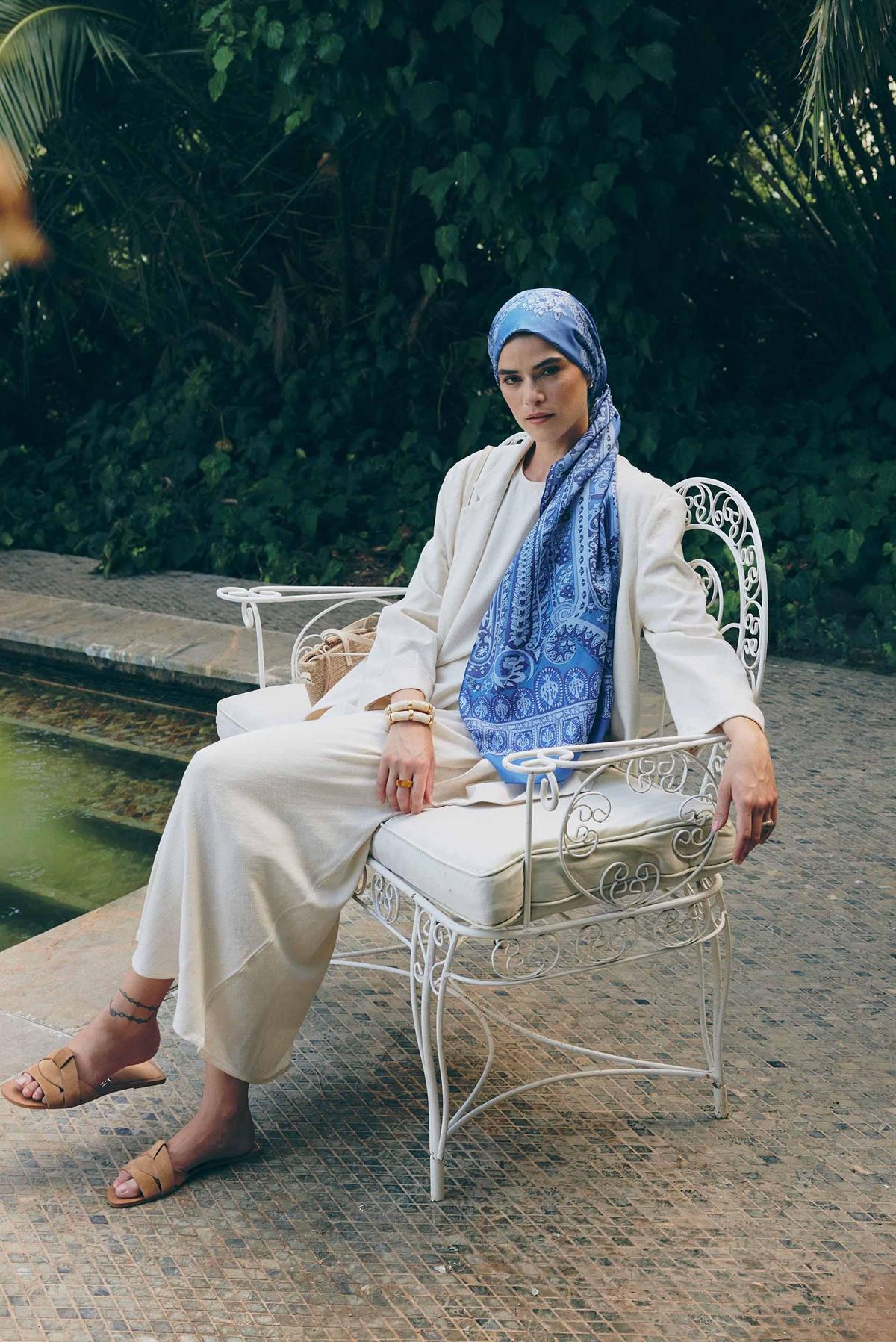 Night İndigo Comfy İpek Şal