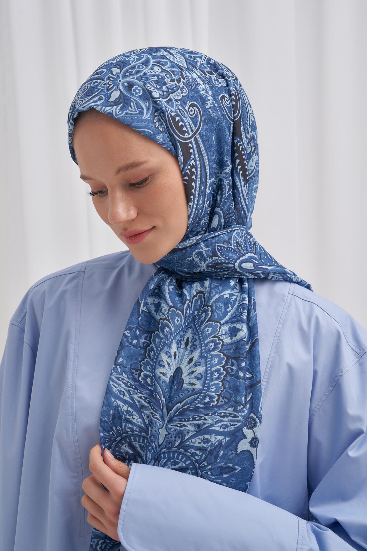 Nilla Pamuklu Şal Diamond Mavi