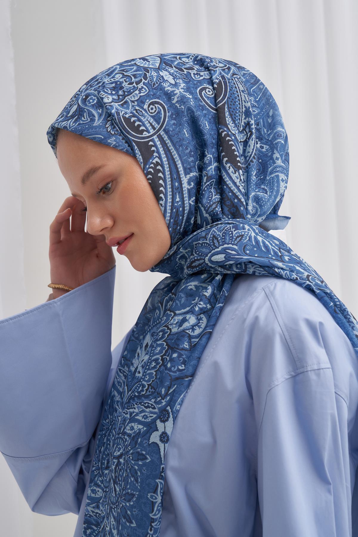 Nilla Pamuklu Şal Diamond Mavi