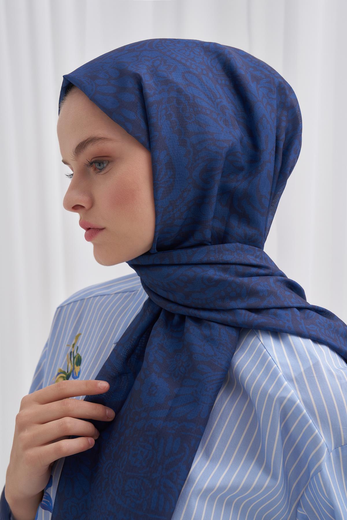 Nilla Pamuklu Şal Elegance Lacivert