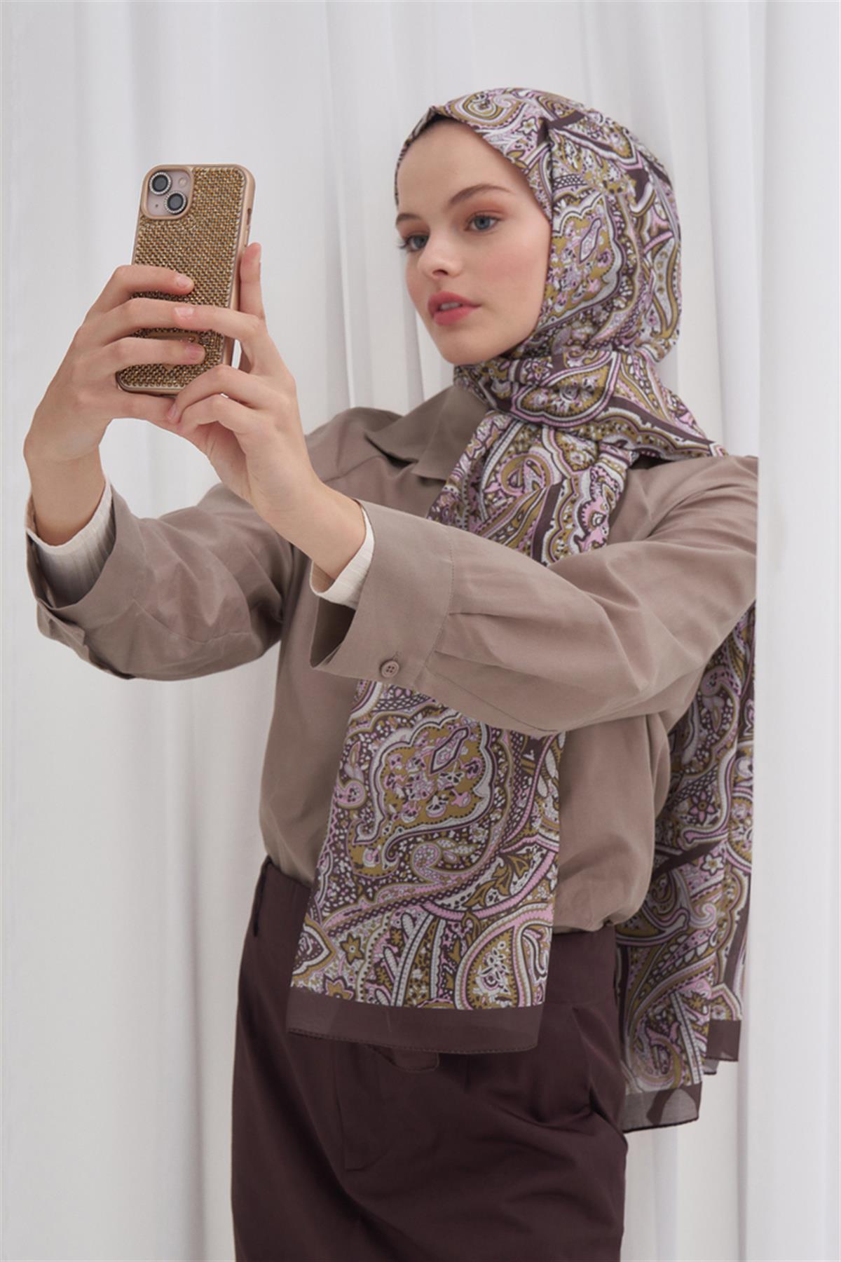 Nilla Pamuklu Şal Ephesus Kahverengi