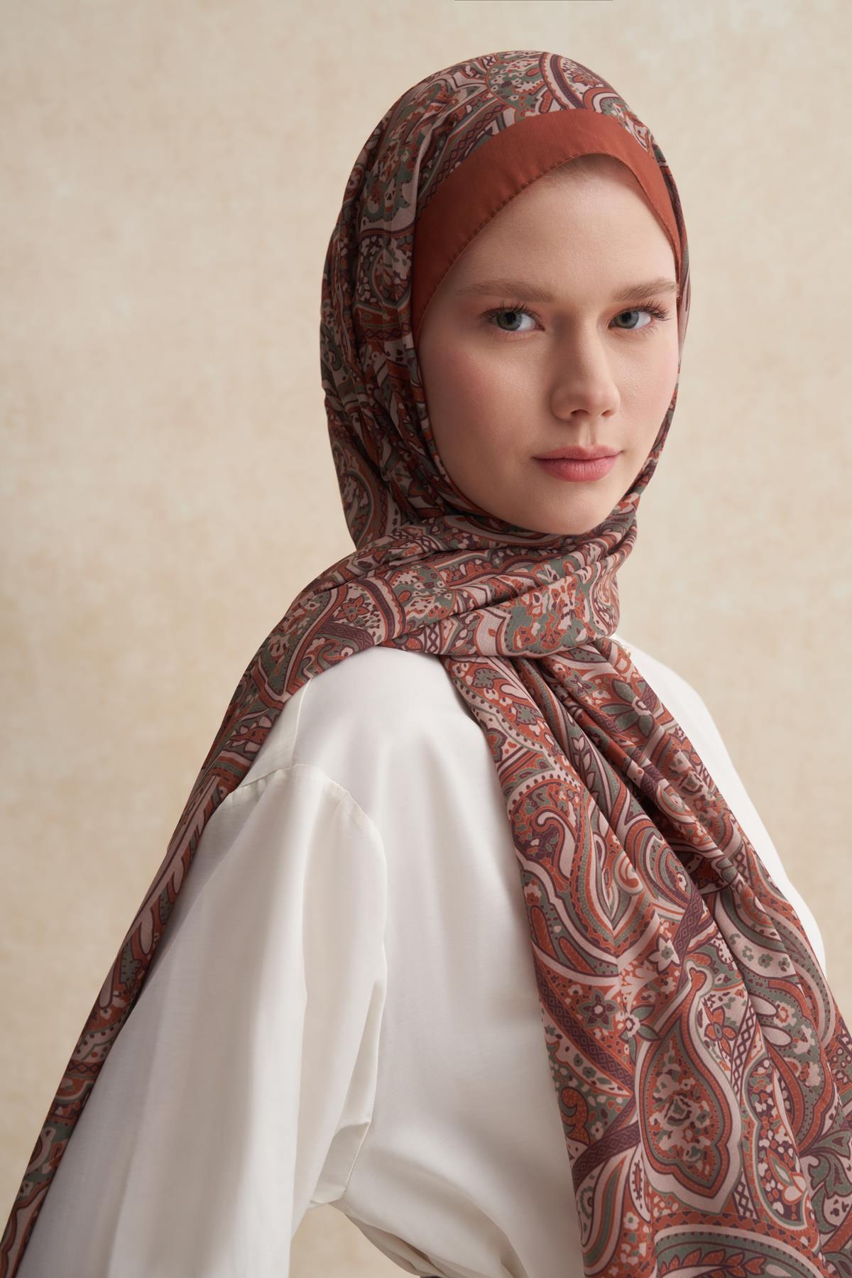 Nilla Pamuklu Şal Ephesus Kiremit