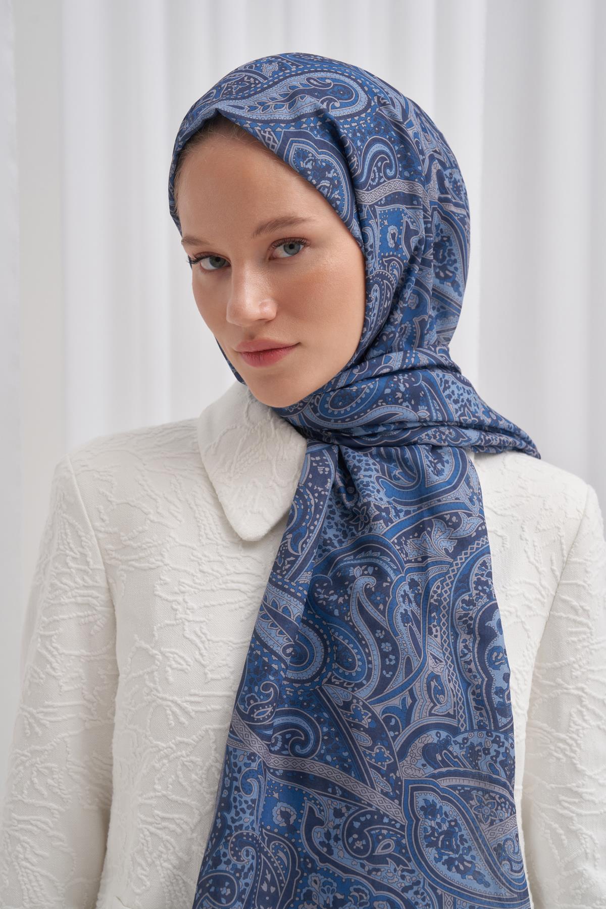 Nilla Pamuklu Şal Ephesus Mavi