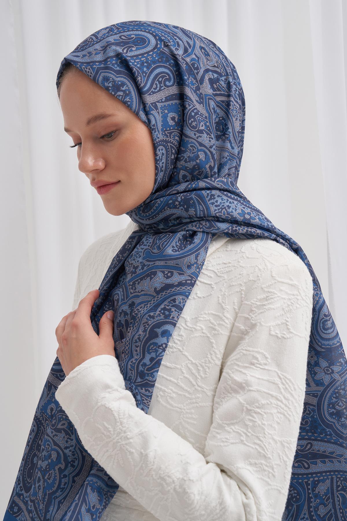 Nilla Pamuklu Şal Ephesus Mavi