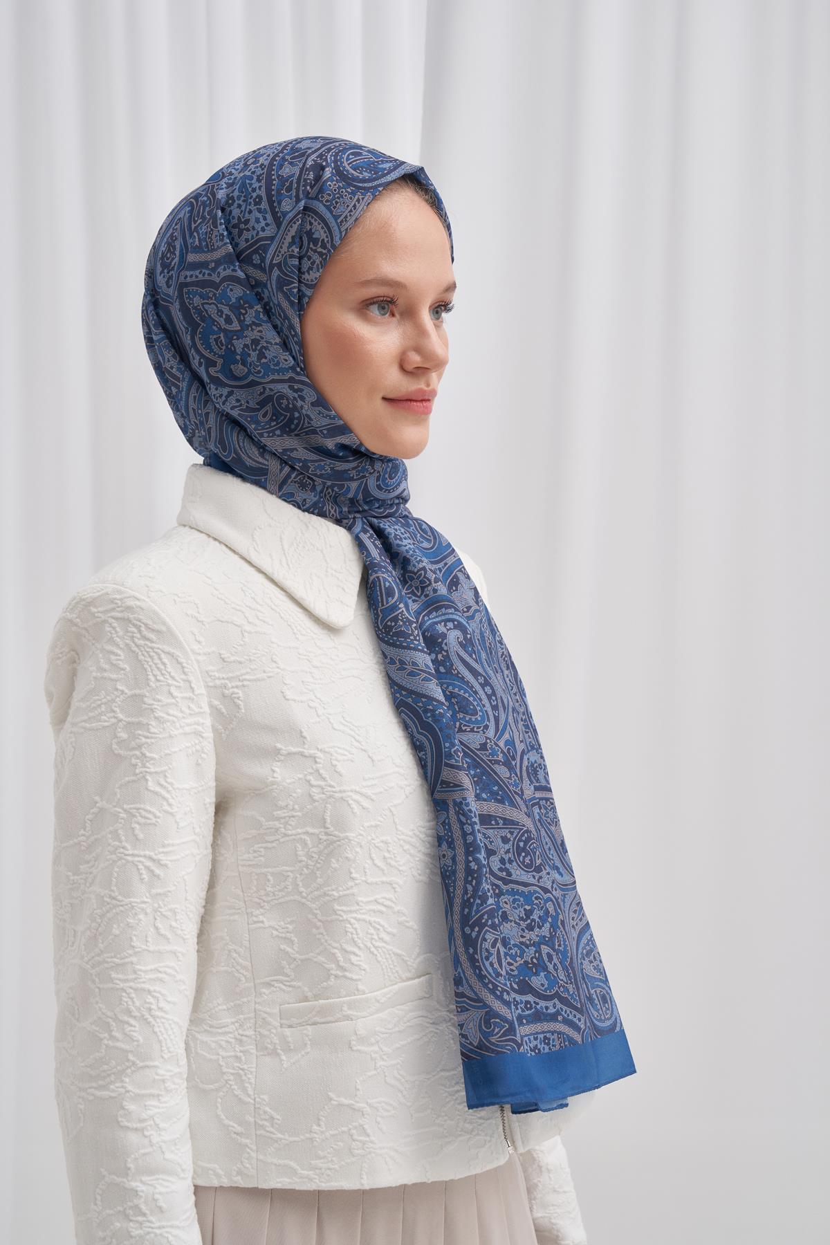 Nilla Pamuklu Şal Ephesus Mavi