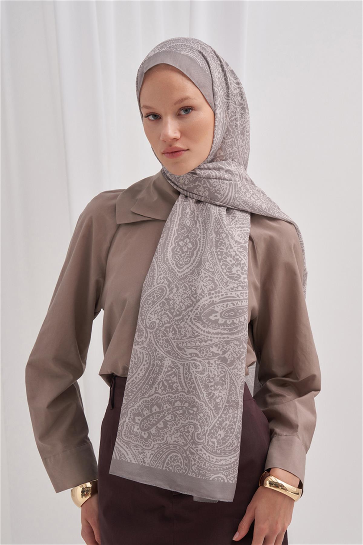 Nilla Pamuklu Şal Mist Açık Gri