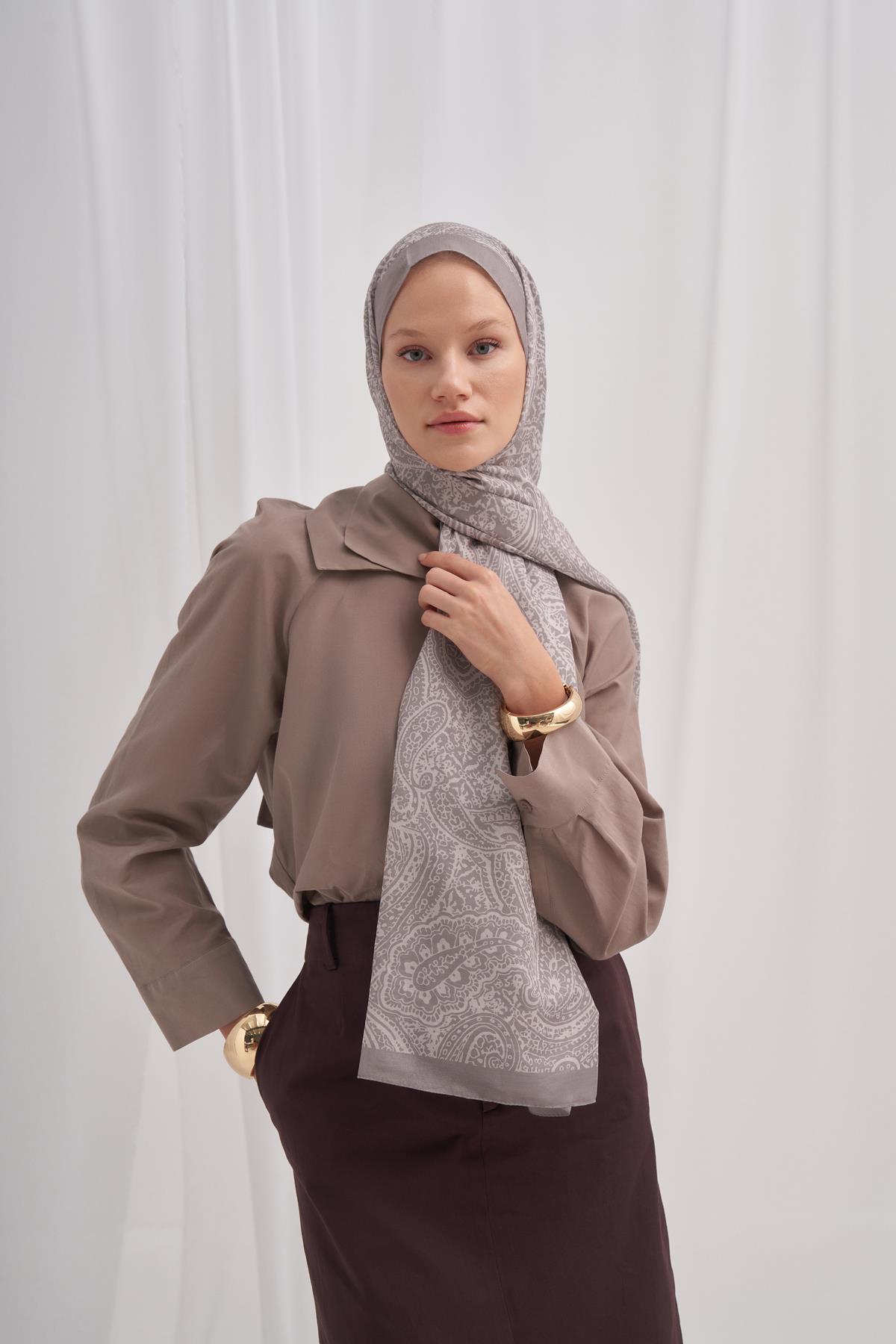 Nilla Pamuklu Şal Mist Açık Gri