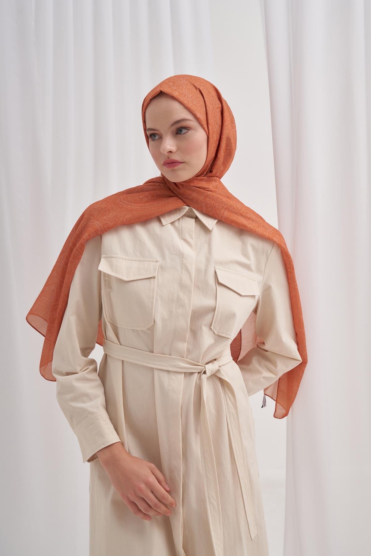 Nilla Pamuklu Şal Mist Turuncu