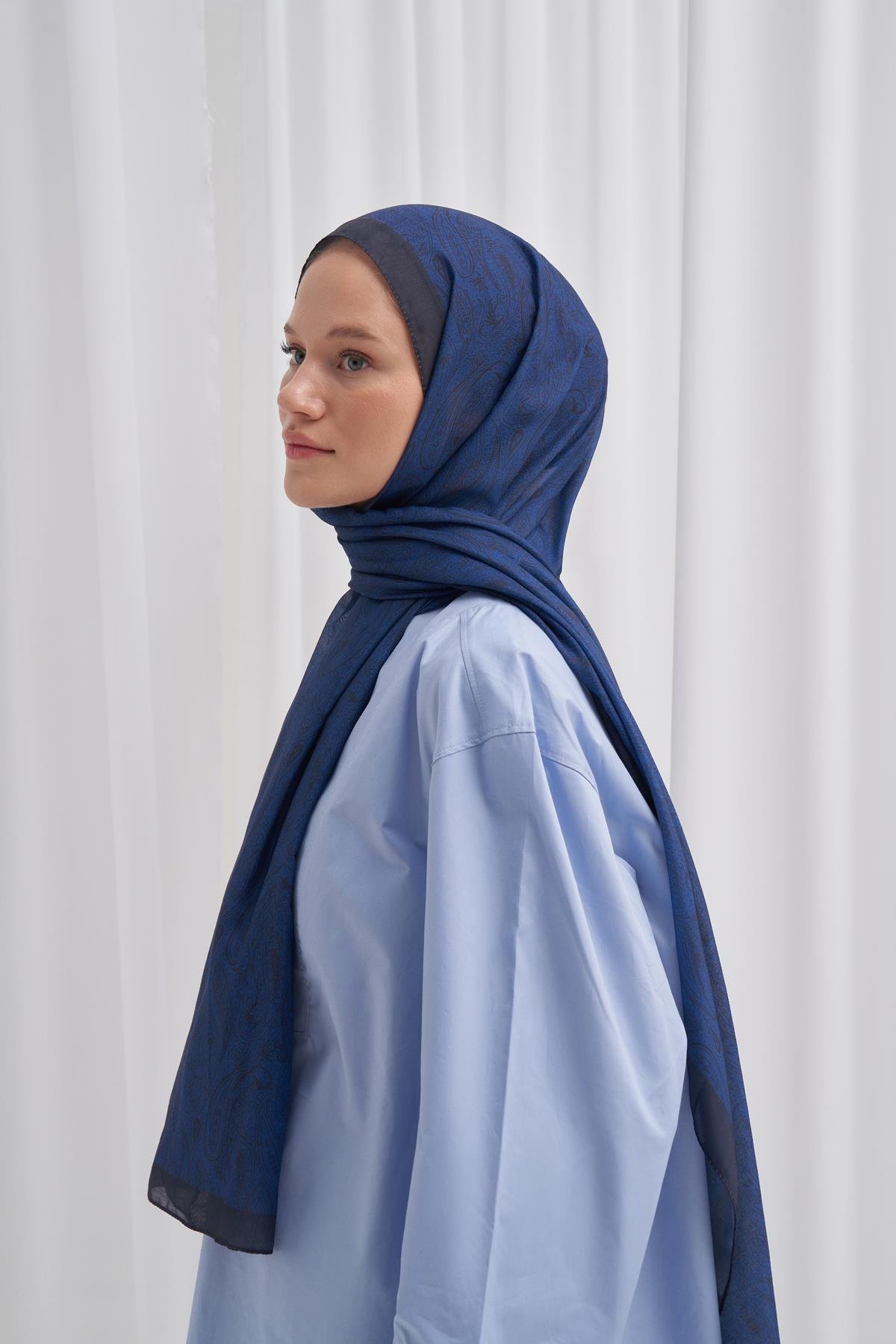 Nilla Pamuklu Şal Mistral Lacivert