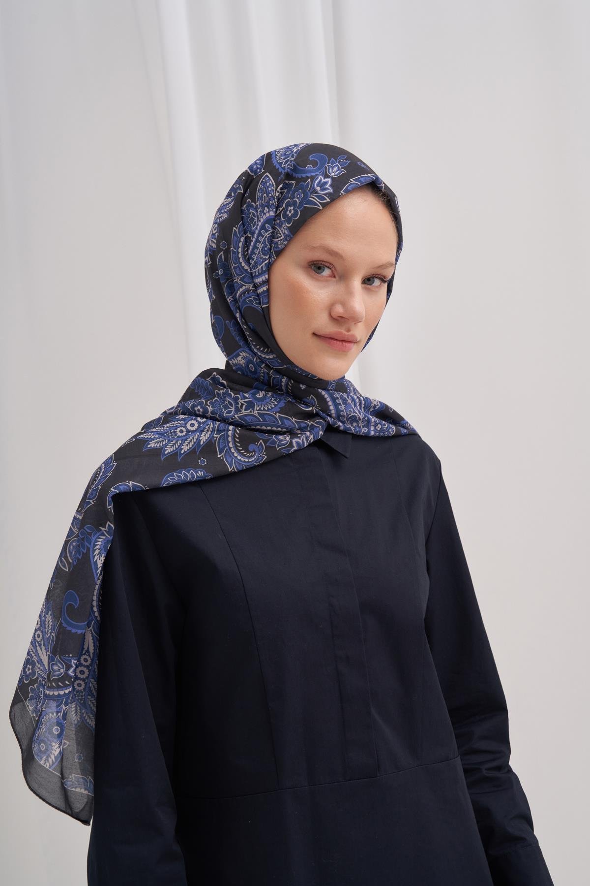 Nilla Pamuklu Şal Mosaic Lacivert