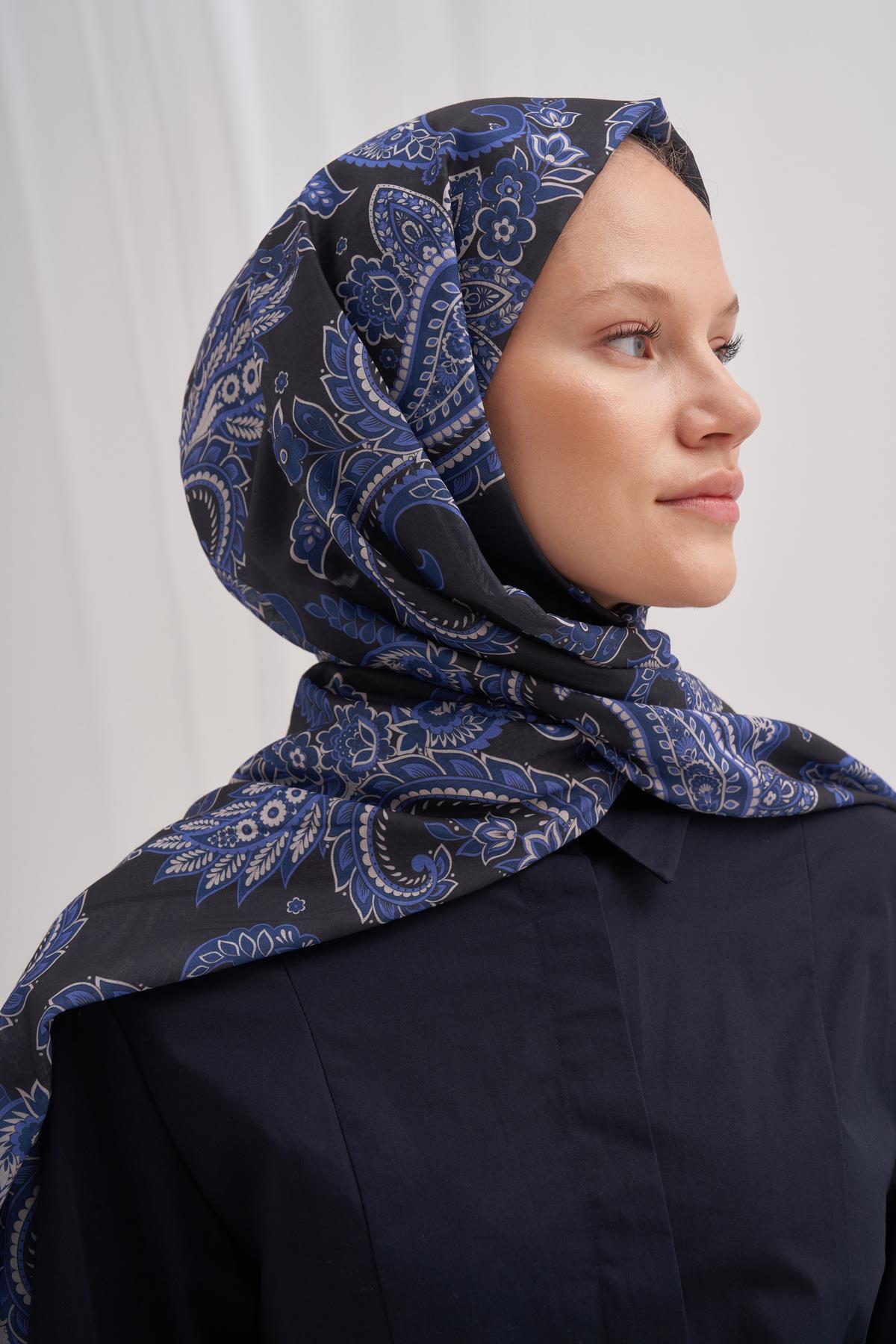 Nilla Pamuklu Şal Mosaic Lacivert