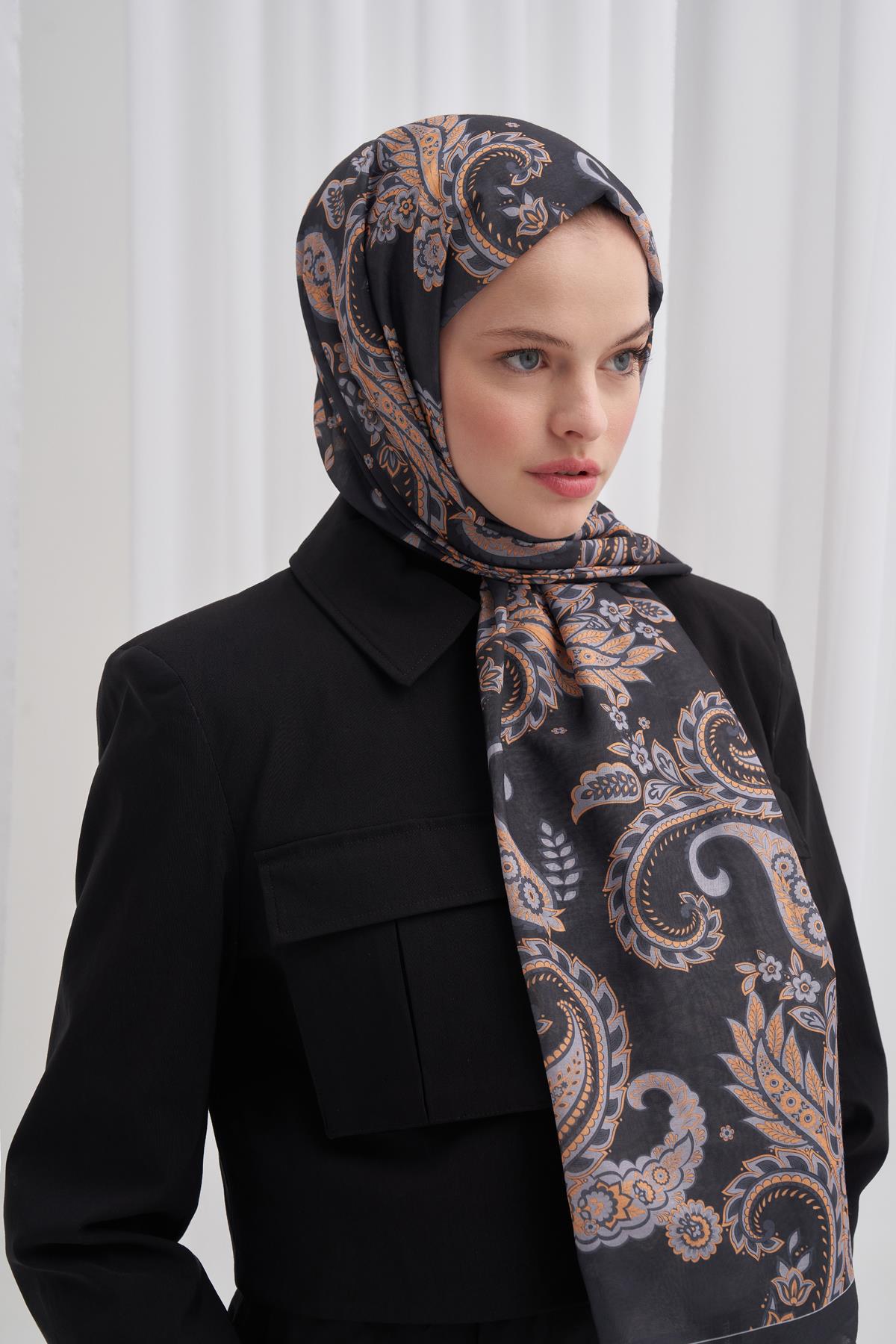 Nilla Pamuklu Şal Mosaic Siyah