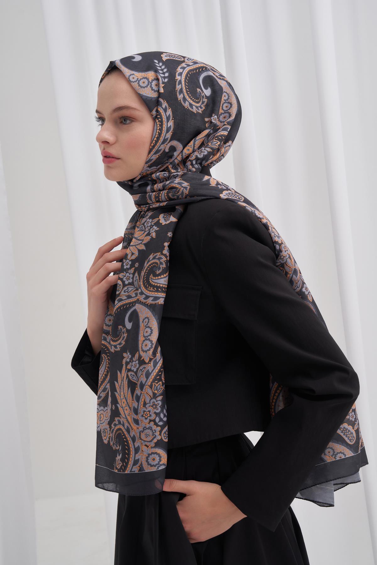 Nilla Pamuklu Şal Mosaic Siyah