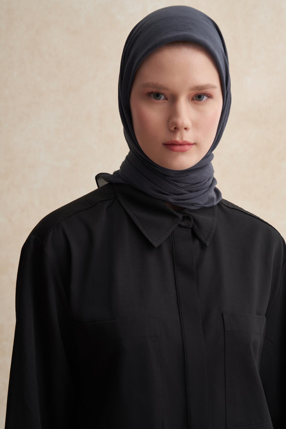 Organik Kırışık Eşarp Antrasit