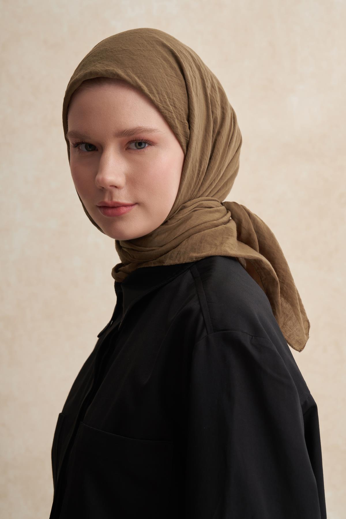 Organik Kırışık Eşarp Ceviz