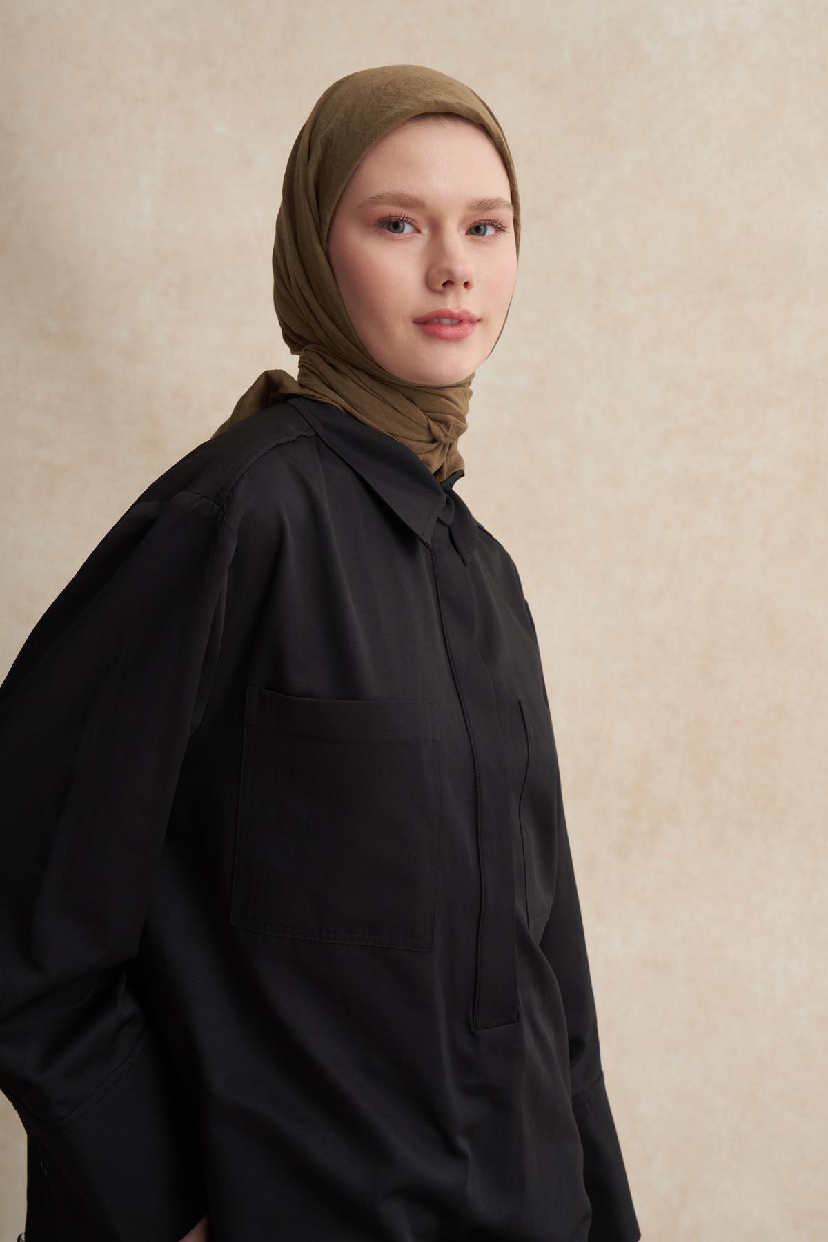 Organik Kırışık Eşarp Ceviz