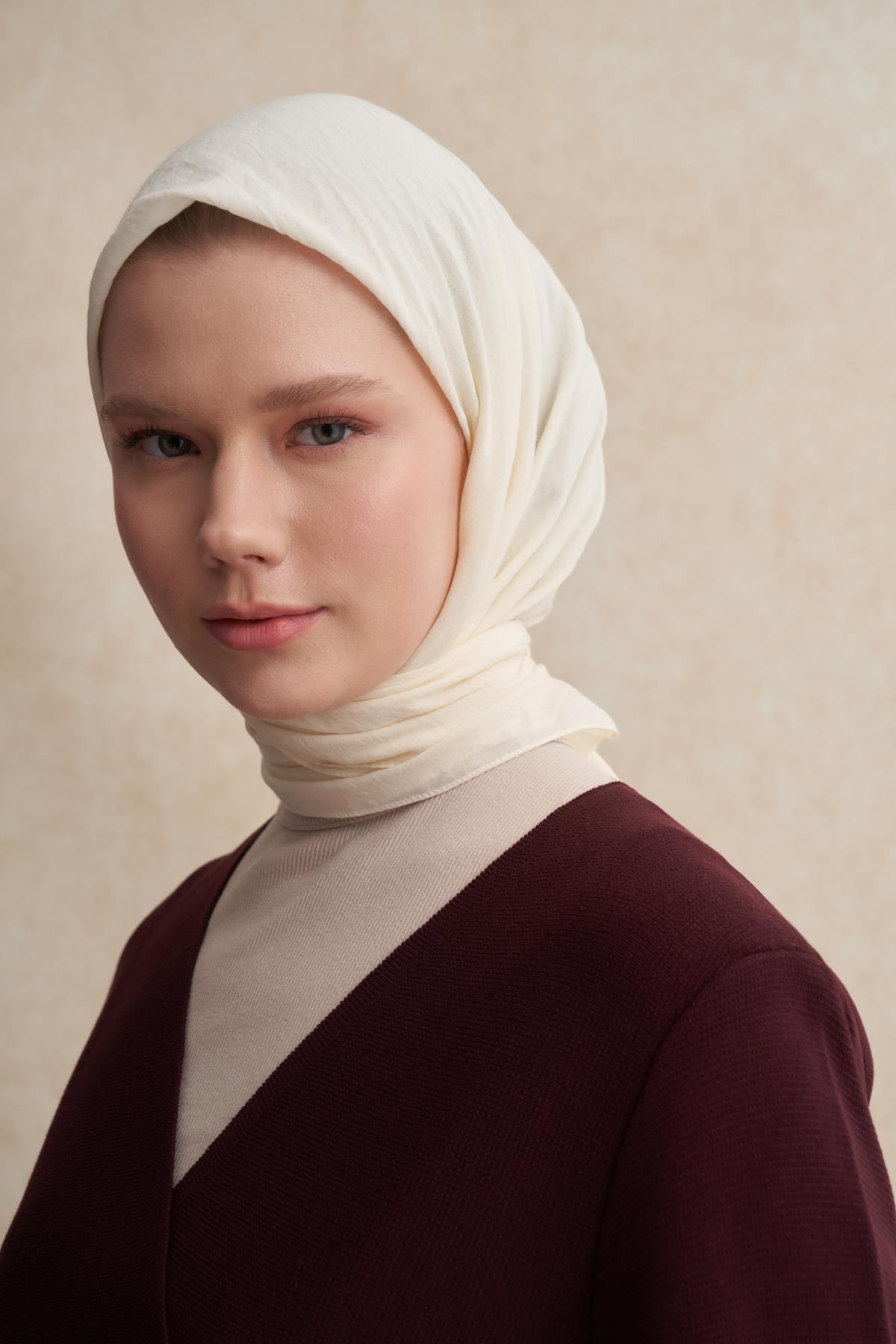 Organik Kırışık Eşarp İnci