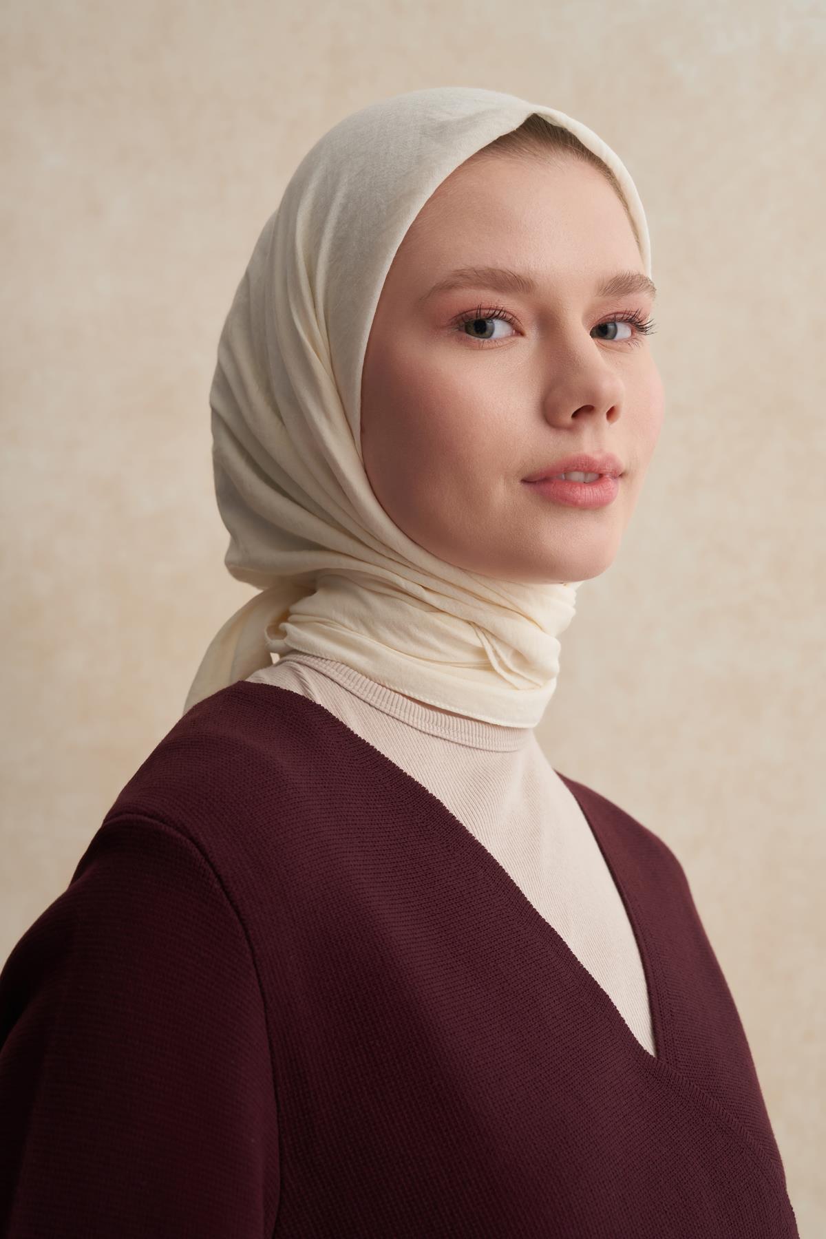 Organik Kırışık Eşarp İnci