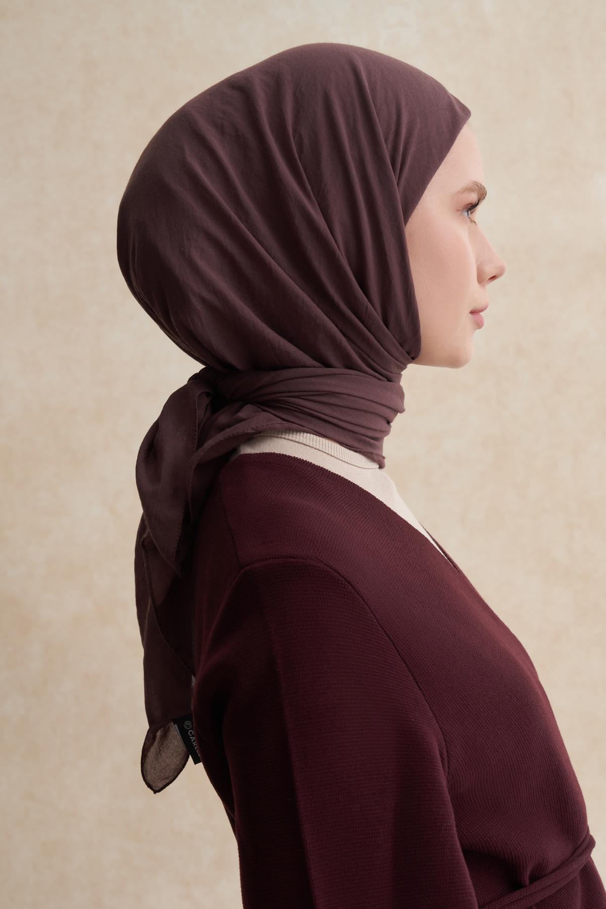 Organik Kırışık Eşarp Koyu Gül Kurusu