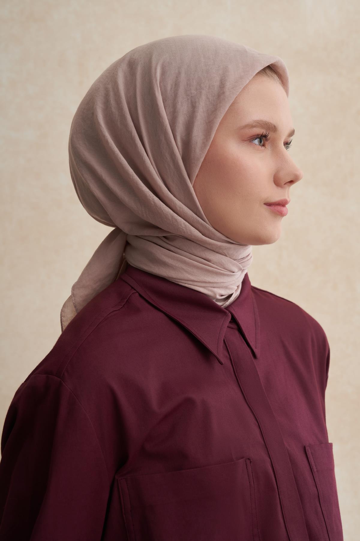 Organik Kırışık Eşarp Krem