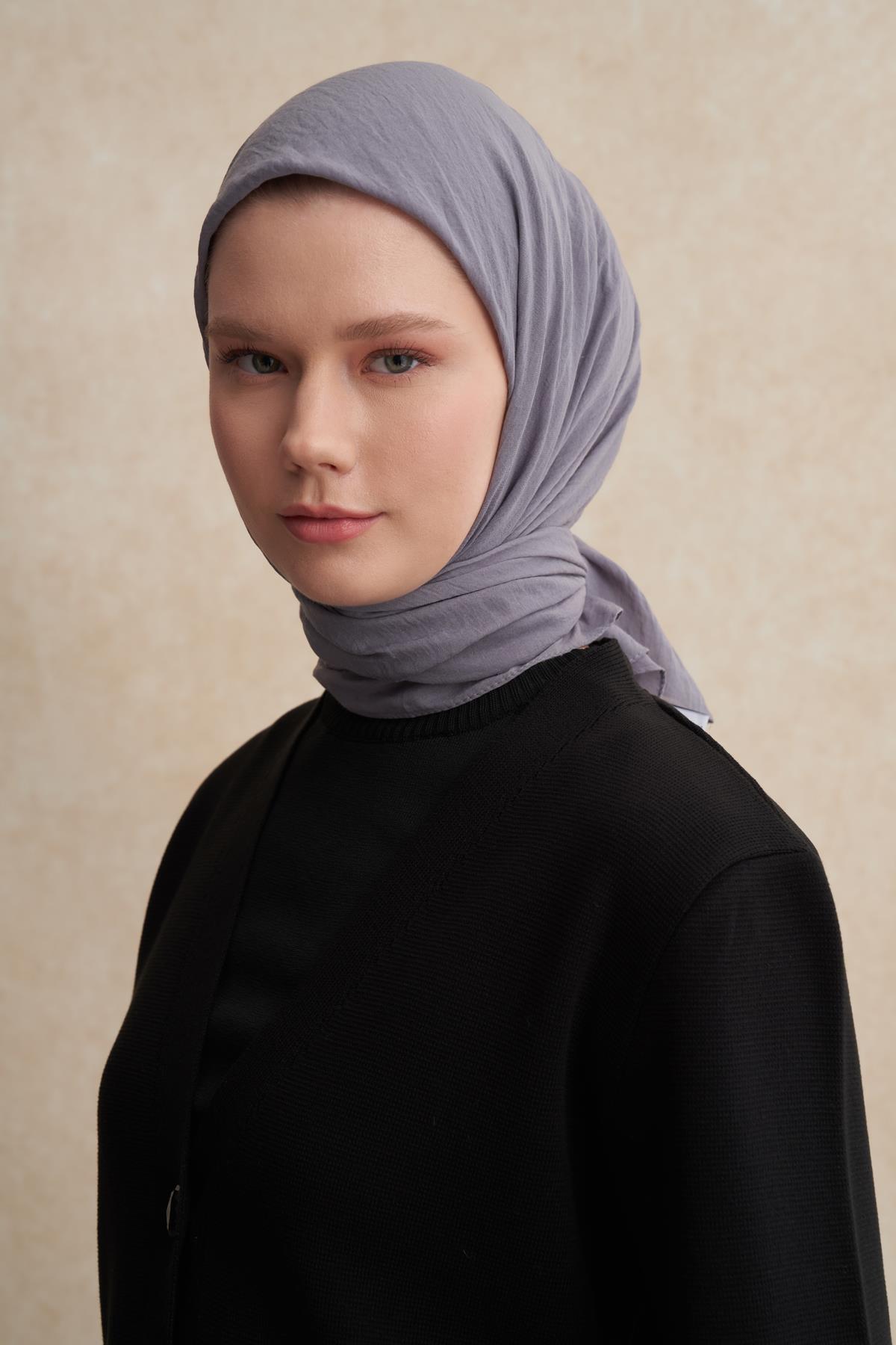 Organik Kırışık Eşarp Silver Gri