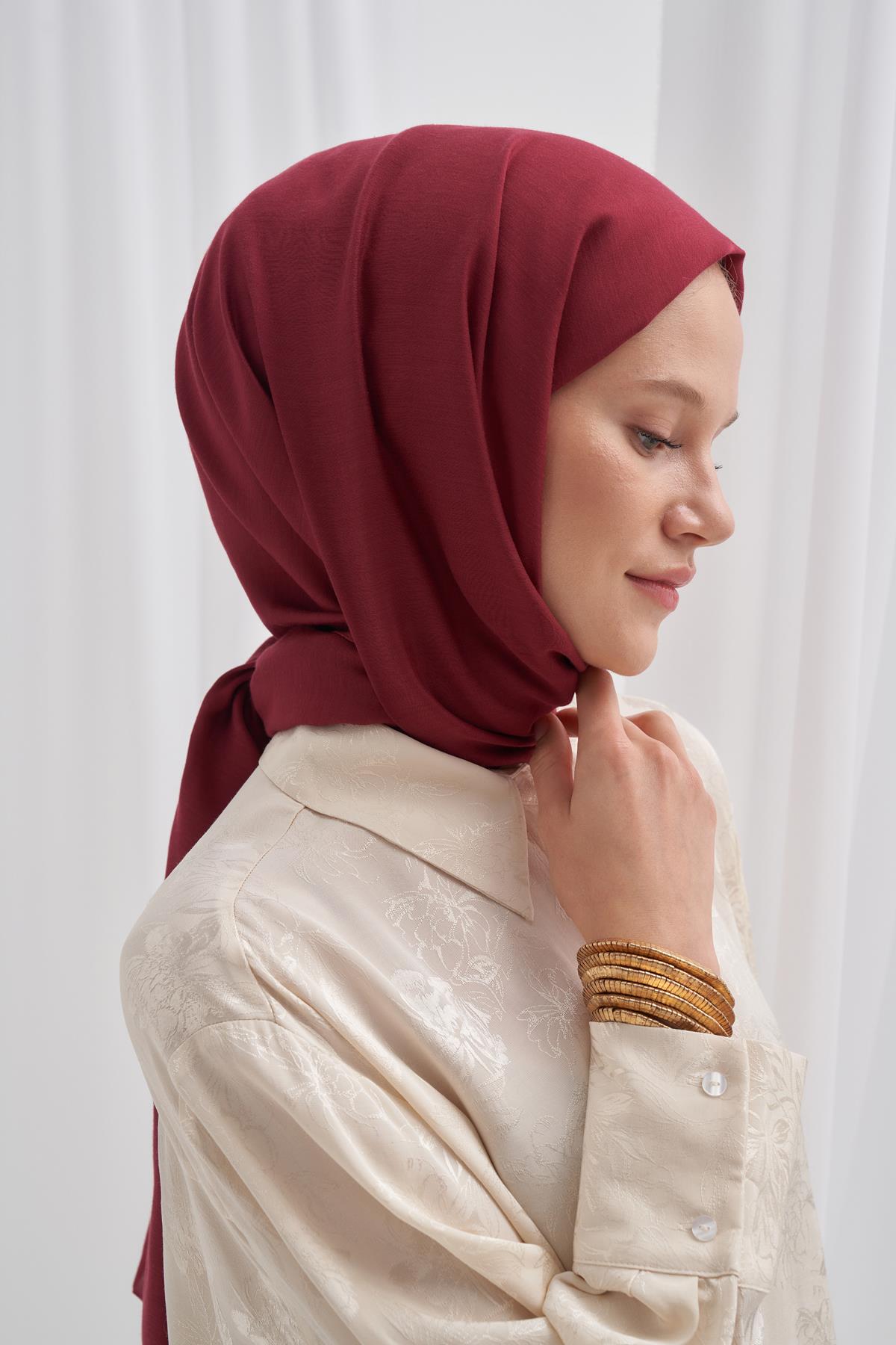 Organik Kırışık  Şal Bordo