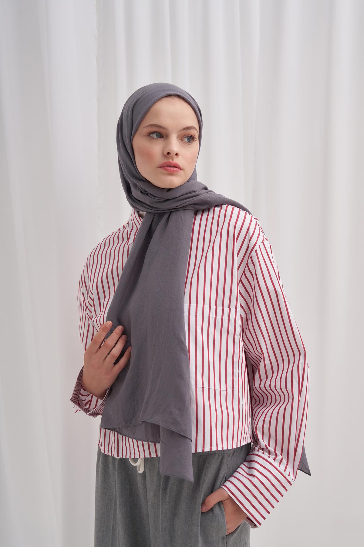 Organik Kırışık Şal Gri